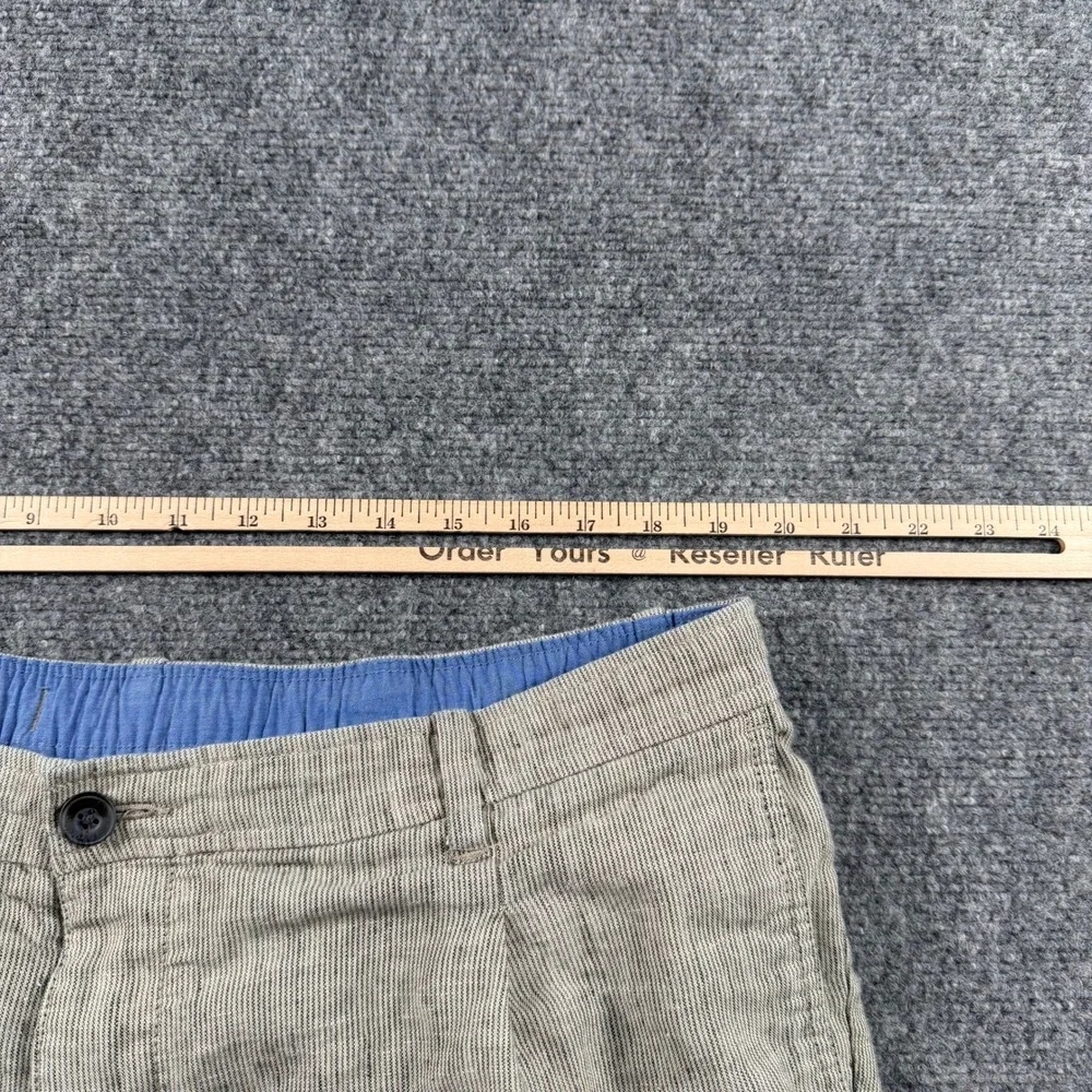 Tommy Bahama Pants Mens XXL Beige Pinstripe Linen Blend Elastic Waist Casual
